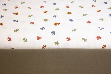 Stoffpaket Jersey + Bündchen Puzzle, ecru, oliv